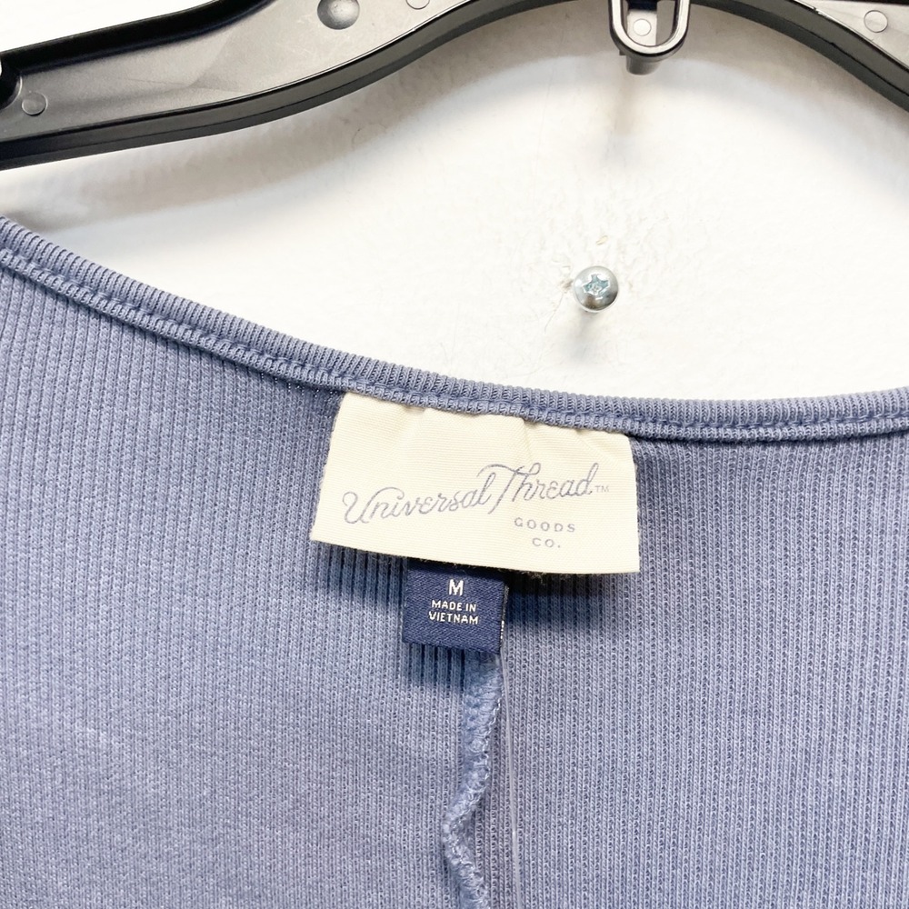 Universal Thread Women's Blue Ribbed Button Front… - image 4